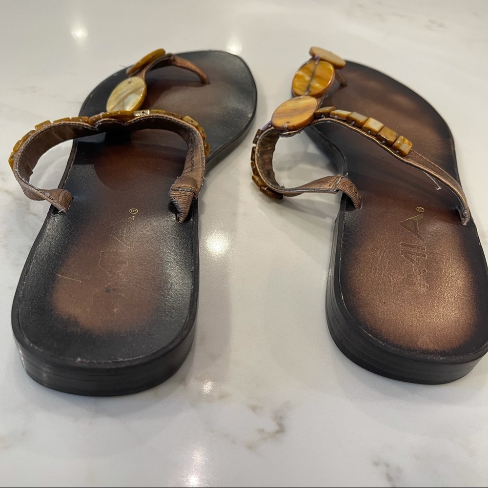 MIA brown & yellow beaded leather sandal - Picture 8 of 14